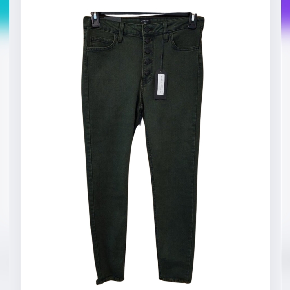 NWT Just Black Forest Green Skinny Jeans Frayed Hem Size 24 From Buckle Bu-3146